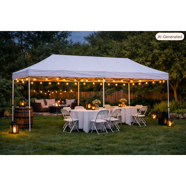 🎉 10×20 White Party Tent — Weddings, Reunions & Outdoor Celebrations